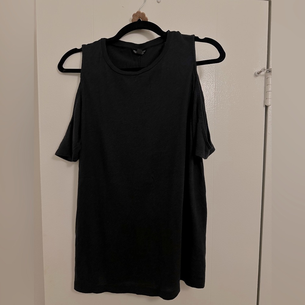 Topshop open shoulder t-shirt, black